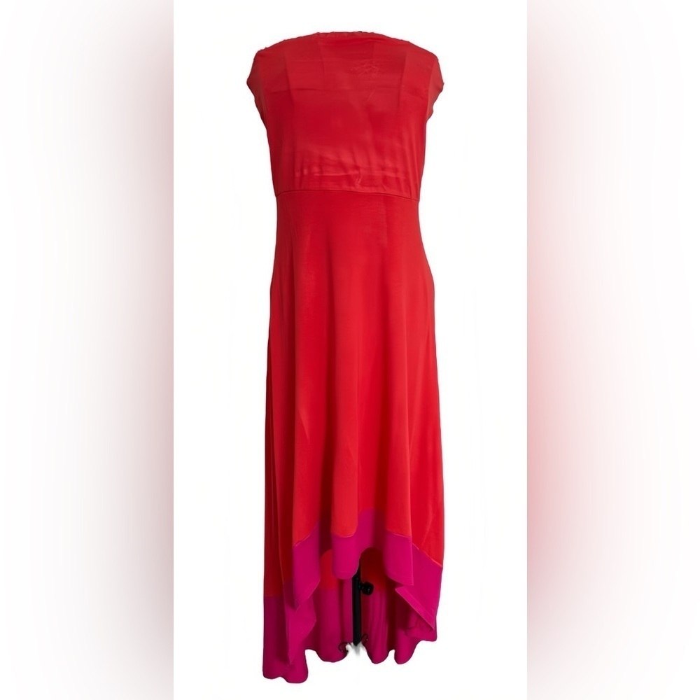The Limited Petite Strapless High-Low Dress Red & Magenta Colorblock Size M